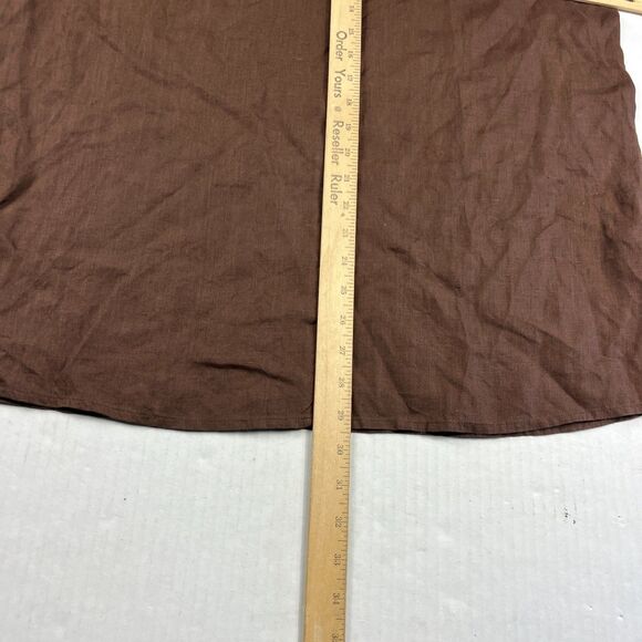 Eileen Fisher Organic Linen Tunic Top Brown Minimalist Boxy Short Sleeve Small - Picture 5 of 9